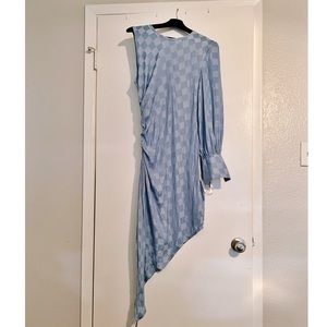 Checkered blue asymmetrical dress